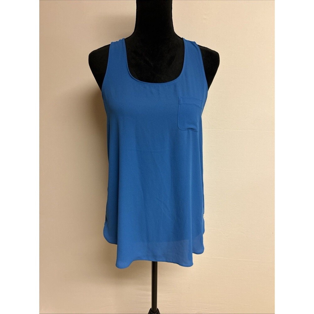 Ann Taylor Loft Womens Sz Small Blue Tank Sleeveless Scoop Neck